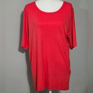 Chico's Cotton Relaxed Red Short Sleeve Tee